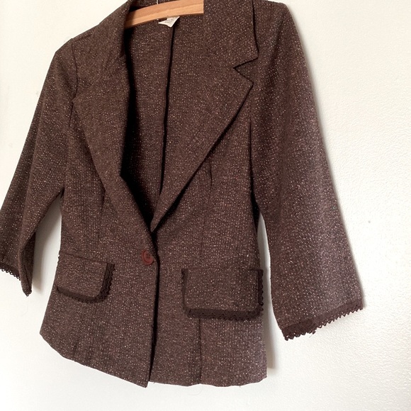 Brown Sparkly Blazer Size S - Picture 3 of 6
